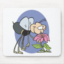 goofy bee smelling flower mouse pads
