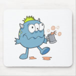goofy blue drunk monster cutie mouse pad
