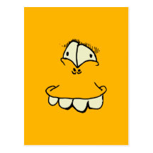 goofy eyes and teeth toon face post card