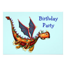Goofy Flying Dragon Birthday Party Personalised Announcements