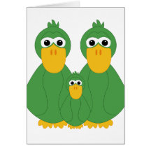 Goofy Green Ducks And Baby Card