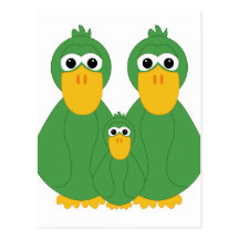 Goofy Green Ducks And Baby Post Cards