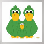Goofy Green Ducks And Baby posters