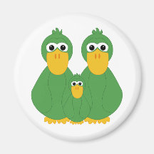Goofy Green Ducks And Baby Refrigerator Magnets