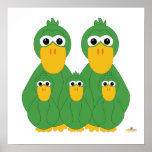 Goofy Green Ducks And Three Babies posters