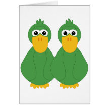 Goofy Green Ducks Greeting Card