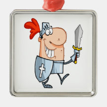 goofy knight in shining armour with sword cartoon christmas tree ornaments