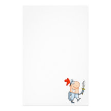 goofy knight in shining armour with sword cartoon stationery paper