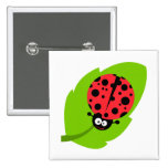 goofy ladybug on a leaf pinback button
