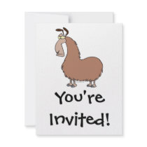 goofy llama cartoon personalized invite