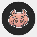 goofy pig face round stickers