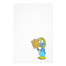 goofy silly monster saying hi stationery