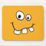 Goofy smiley face funny orange cartoon mousepad