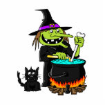 Goofy Witch Cauldron & Black Cat Photo Cut Out