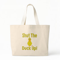 Goofy Yellow Duck Shut The Duck Up Canvas Bags