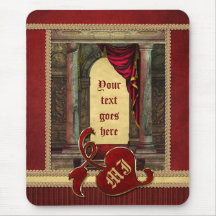 Gorgeous Classic Arch Columns Dramatic Red Drapes Mousepads