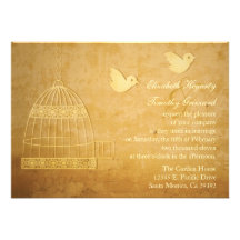 Gorgeous Golden Birdcage Wedding Invitation
