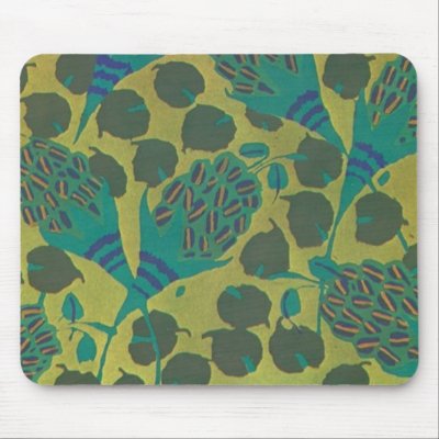 Gorgeous Greens Art Deco Floral Mousepad by vintagegiftmall