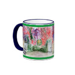 GORGEOUS MUGS - PATIO OF FLOWERS - ART WATERCOLOR