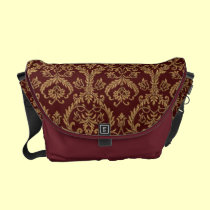 Gorgeous Red and Gold Damask Messenger Bag messenger bags