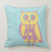 Gorgeous Sky Blue and Yellow Owl Pillow