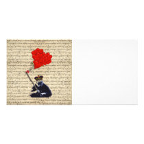 Gorilla and heart balloons picture card