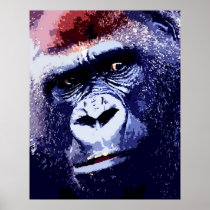 Gorilla Face Pop Art Poster Print. Gorilla Posters
