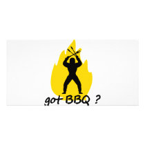 got BBQ? with flame icon Personalized Photo Card