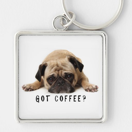 Got Coffee? Pug Key Chain