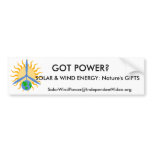 GOT POWER?, SOLAR & WIND ENERGY... bumper stickers
