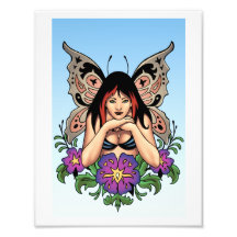 Goth Fairy with Flowers, Butterfly Wings by Al Rio Photo Art