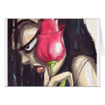 Goth Girl Side View with Rose cards