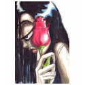 Goth Girl Side View with Rose t-shirts