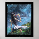 "Goth Girl with Rose on a Hillside" POSTER posters