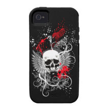 Goth Winged Grunge Skull iPhone Case (red) Vibe iPhone 4 Case