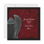 Gothic Angel on Red Velvet Wedding Invitation