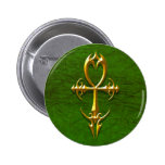 Gothic Ankh, yellow and green Pin