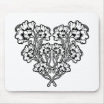 Gothic Art Nouveau Flower Heart mousepads