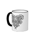 Gothic Art Nouveau Flower Heart mugs