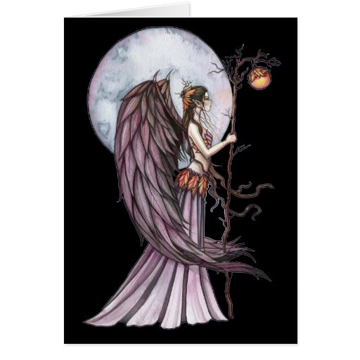 Gothic Autumn Moon Fairy Blank Card