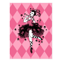 Gothic Ballerina in Pink Post Card