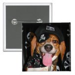Gothic Beagle Pirate dog Button