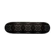 Gothic Black and Grey Floral Pattern. Skateboard Deck