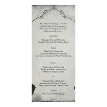 Gothic Black Rose Trellis Wedding Menu Rack Card Template