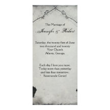 Gothic Black Rose Trellis Wedding Program Personalized Rack Card