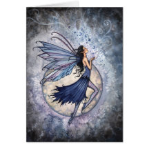 Gothic Blue Fairy Card Celestial ~ Blank