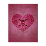 Gothic Broken Heart Skull Postcard