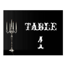 Gothic Candelabra on Black Wedding Table Number Postcards