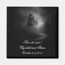 Gothic Castle Wedding Save the Date Fridge Magnets