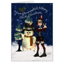 Gothic Christmas Card, H.I.P. And Snowman